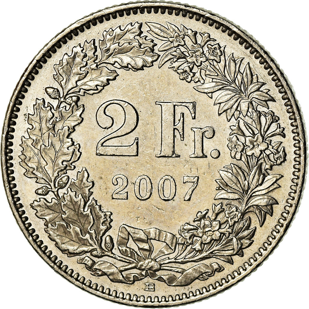 Coin, Switzerland, 2 Francs, 2007, Bern, AU(55-58), Copper-nickel, KM:21a.3