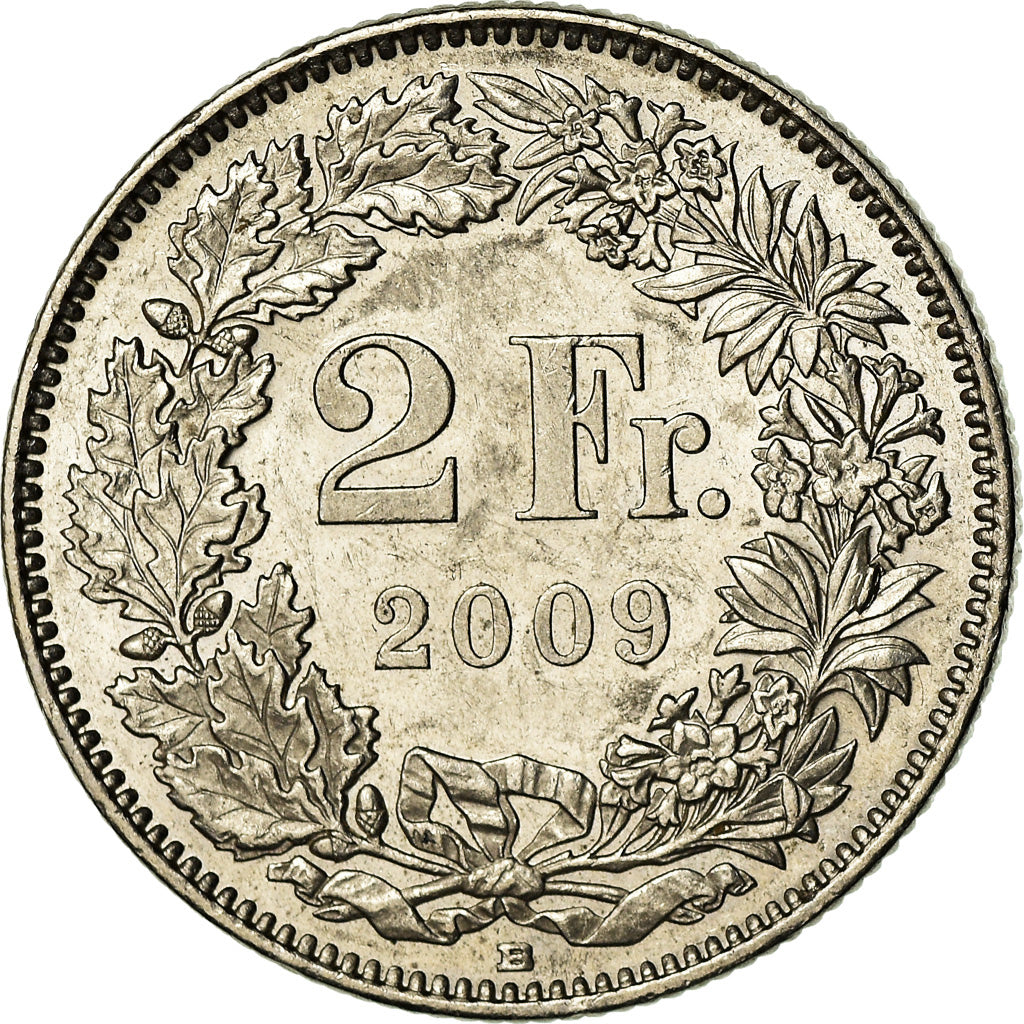 Coin, Switzerland, 2 Francs, 2009, Bern, MS(60-62), Copper-nickel, KM:21a.3