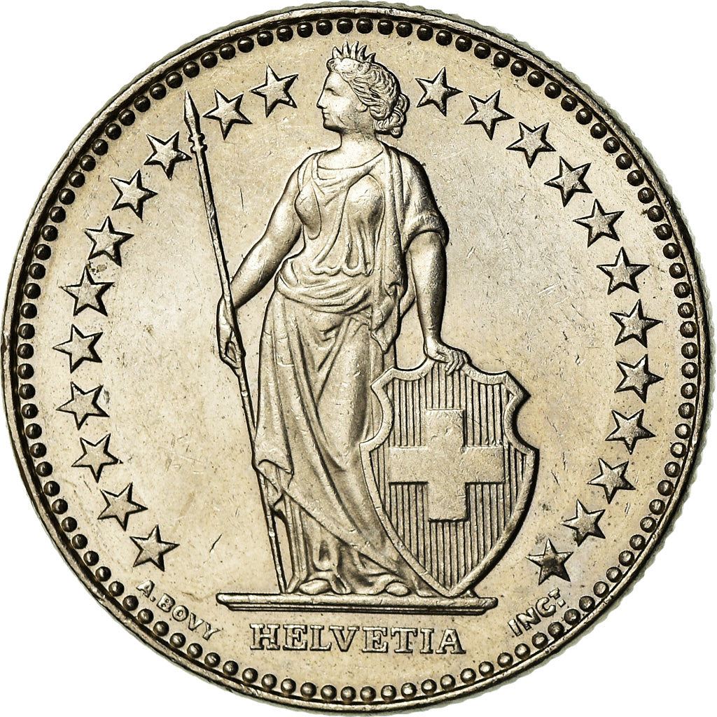 Coin, Switzerland, 2 Francs, 2012, Bern, MS(60-62), Copper-nickel, KM:21a.3