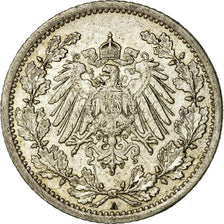Coin, GERMANY - EMPIRE, 1/2 Mark, 1912, Berlin, AU(50-53), Silver, KM:17