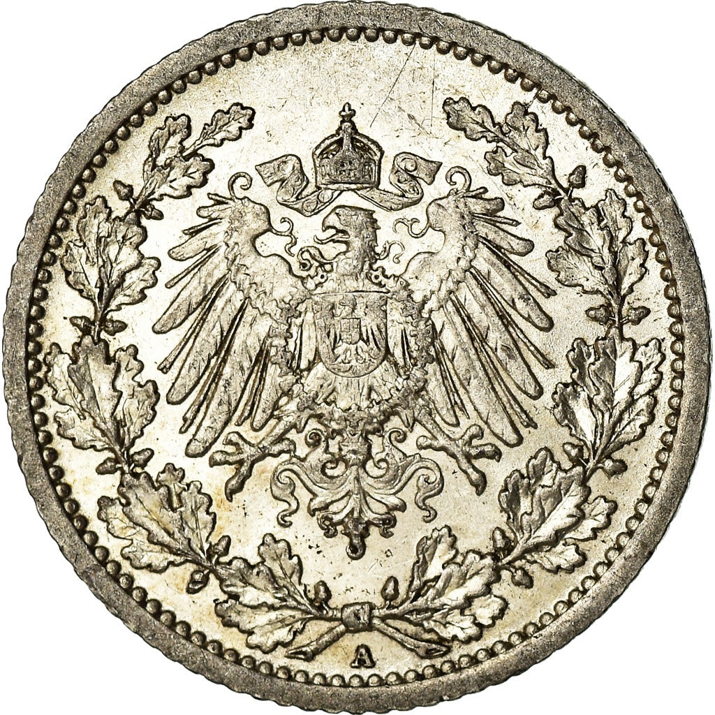 Coin, GERMANY - EMPIRE, 1/2 Mark, 1912, Berlin, AU(55-58), Silver, KM:17