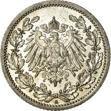 Coin, GERMANY - EMPIRE, 1/2 Mark, 1912, Berlin, AU(55-58), Silver, KM:17