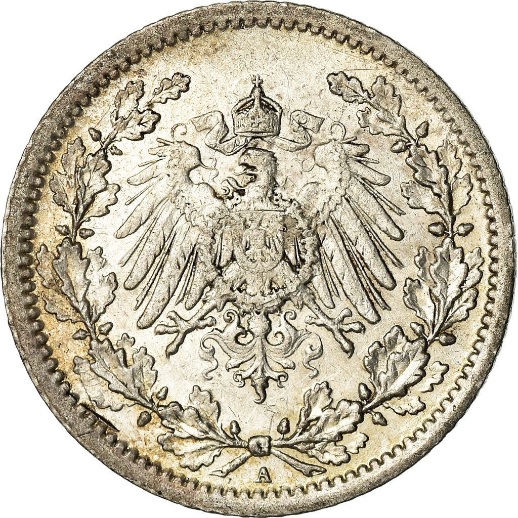 Coin, GERMANY - EMPIRE, 1/2 Mark, 1912, Berlin, AU(55-58), Silver, KM:17