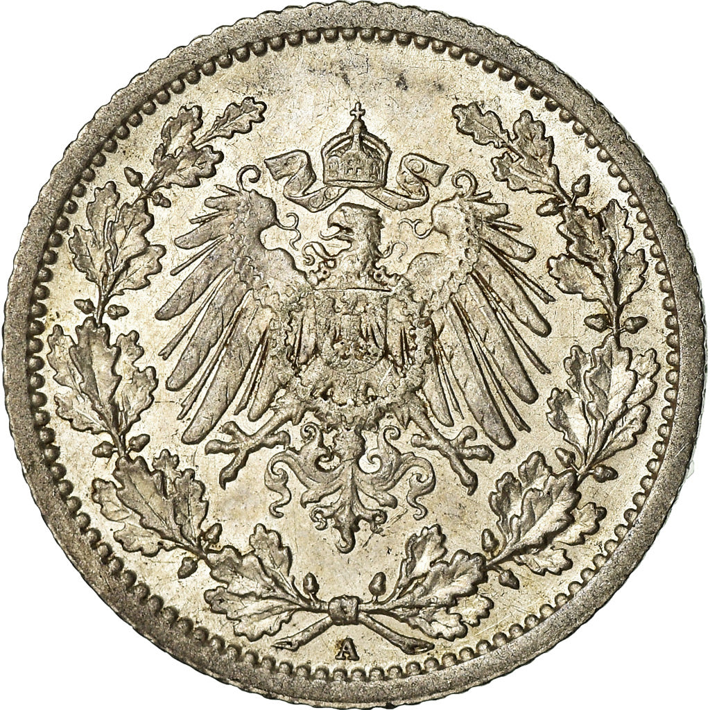 Coin, GERMANY - EMPIRE, 1/2 Mark, 1912, Berlin, AU(55-58), Silver, KM:17