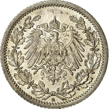 Coin, GERMANY - EMPIRE, 1/2 Mark, 1912, Berlin, AU(55-58), Silver, KM:17