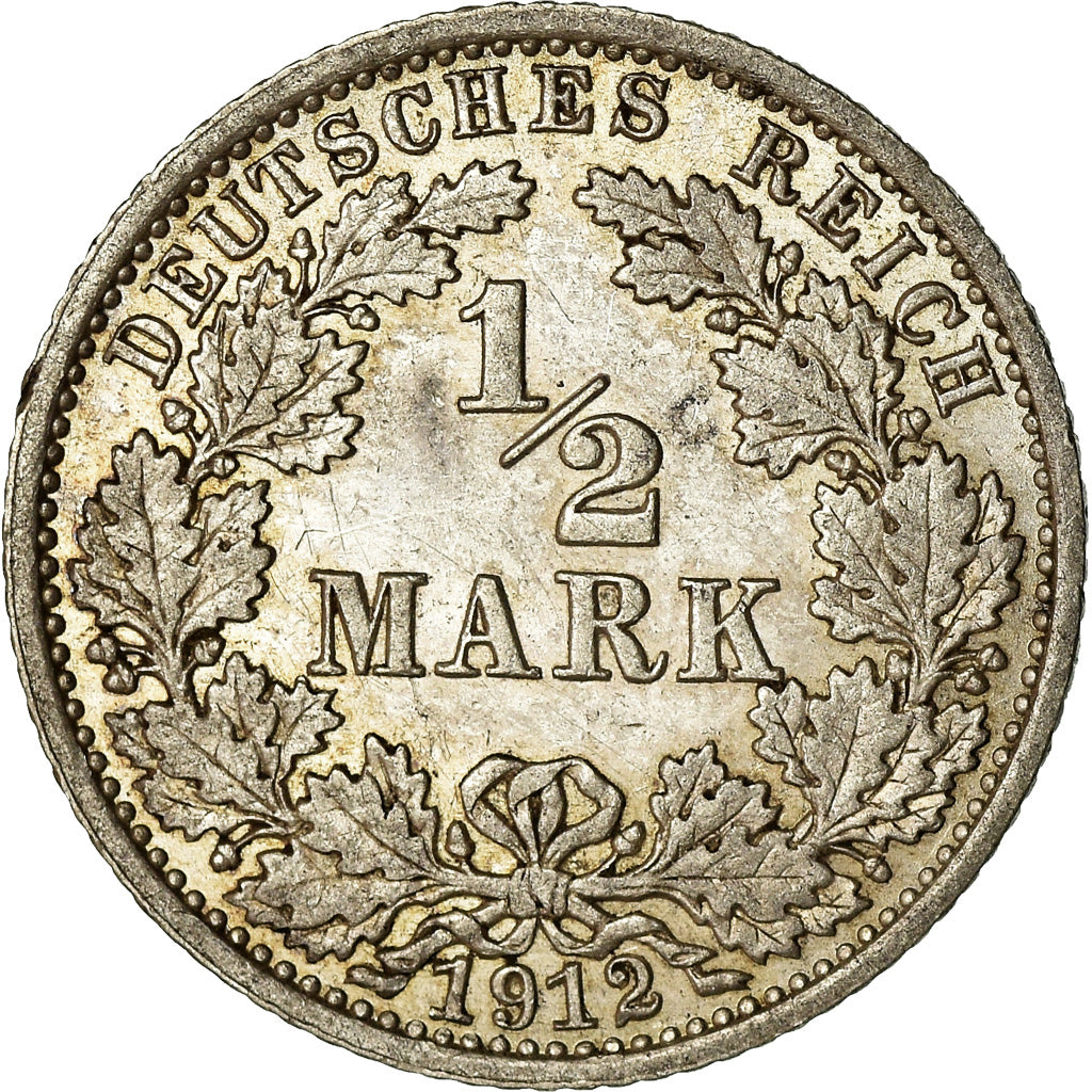 Coin, GERMANY - EMPIRE, 1/2 Mark, 1912, Berlin, MS(60-62), Silver, KM:17
