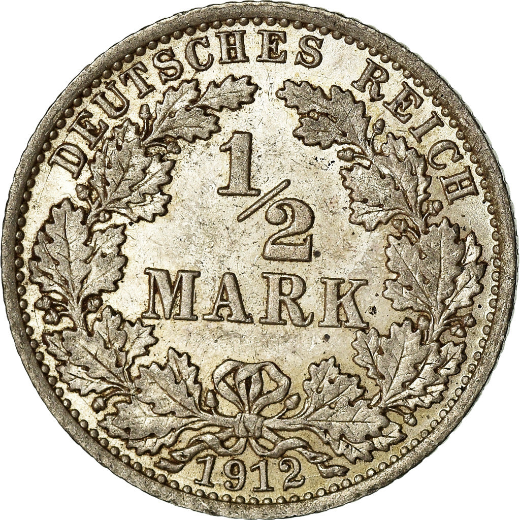 Coin, GERMANY - EMPIRE, 1/2 Mark, 1912, Berlin, MS(60-62), Silver, KM:17
