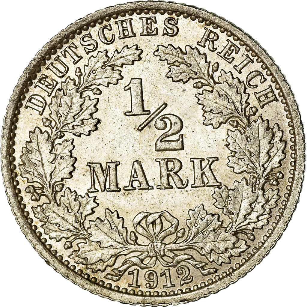 Moneta, GERMANIA - IMPERO, 1/2 Mark, 1912, Berlin, SPL, Argento, KM:17