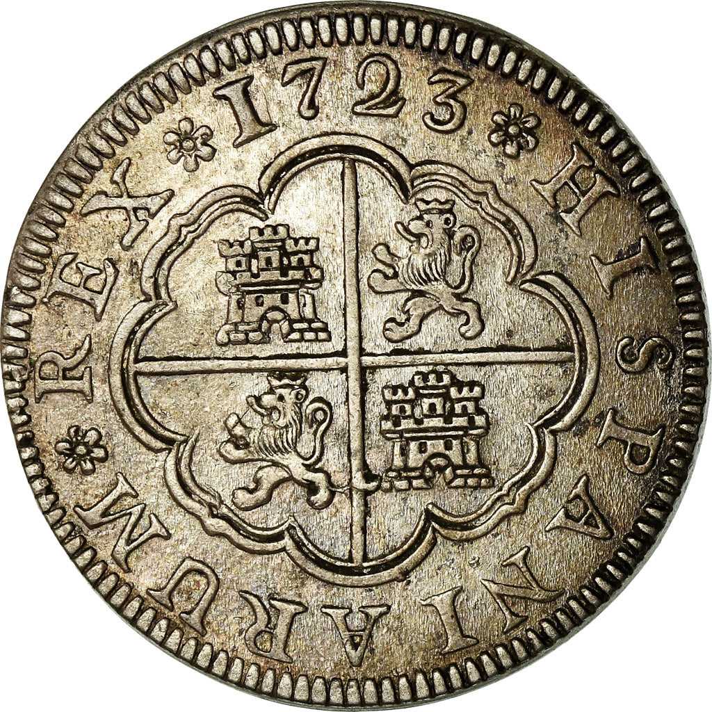 Coin, Spain, Philip V, 2 Reales, 1723, Segovia, MS(60-62), Silver, KM:297