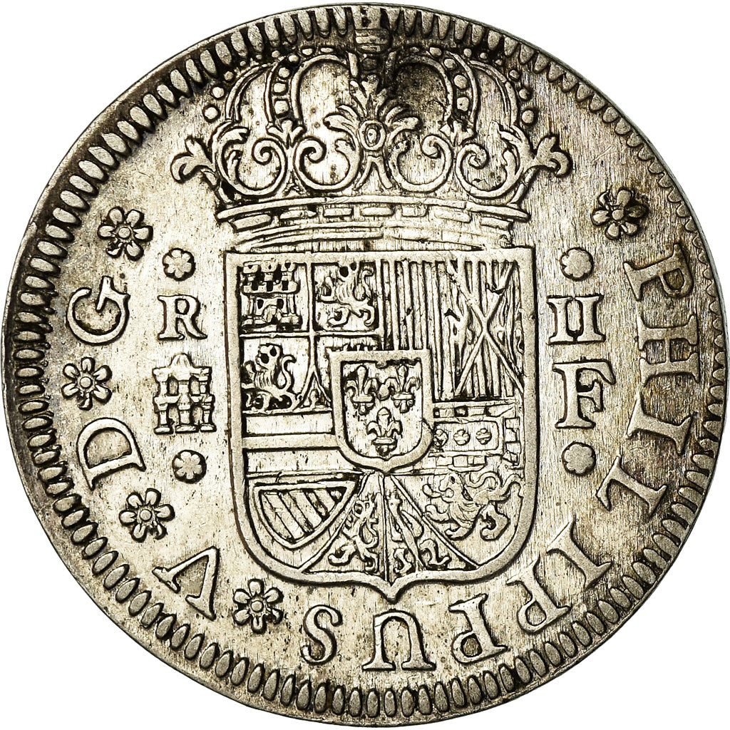 Coin, Spain, Philip V, 2 Reales, 1723, Segovia, MS(60-62), Silver, KM:297