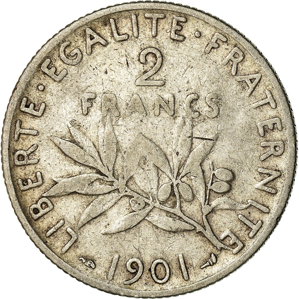 Monnaie, France, Semeuse, 2 Francs, 1901, Paris, TB, Argent, Gadoury:532