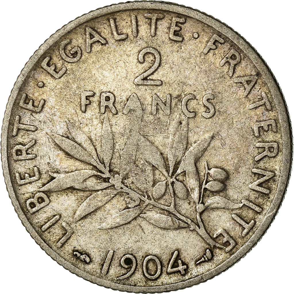 Coin, France, Semeuse, 2 Francs, 1904, Paris, VF(20-25), Silver, KM:845.1