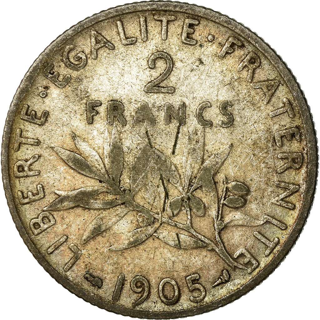 Moneta, Francia, Semeuse, 2 Francs, 1905, Paris, MB, Argento, KM:845.1