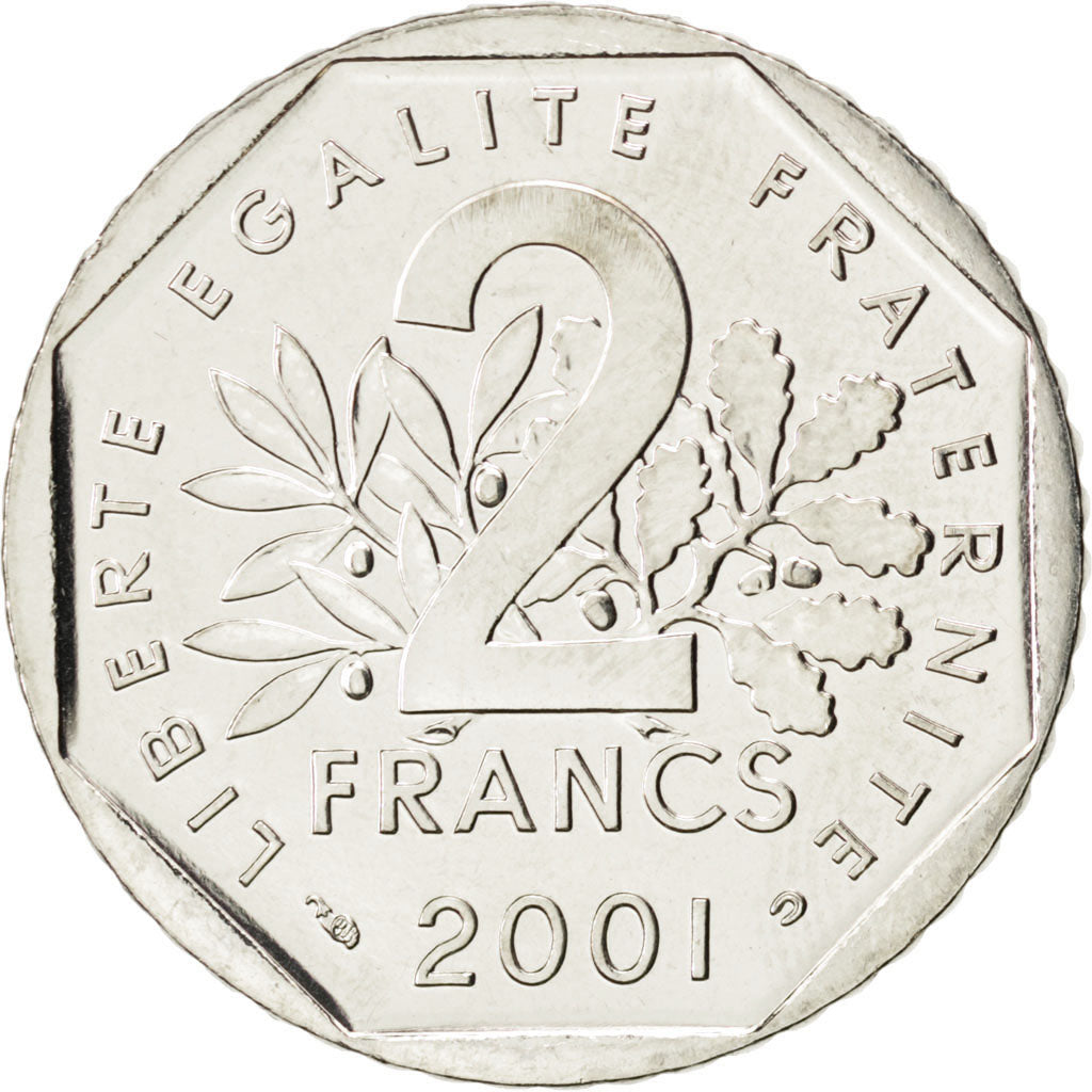 FRANCE, Semeuse, 2 Francs, 2001, KM #942.1, MS(64), Nickel, 26.5, Gadoury #547,.