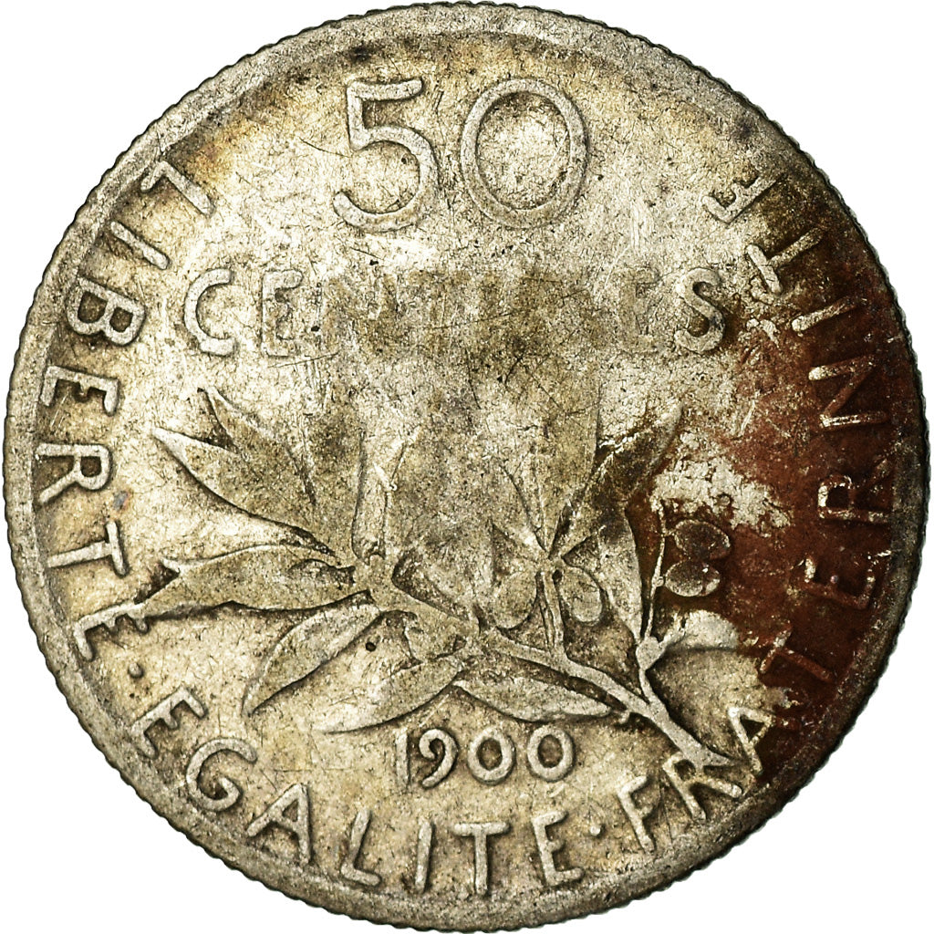 Moneta, Francja, Semeuse, 50 Centimes, 1900, Paris, VF(20-25), Srebro, KM:854
