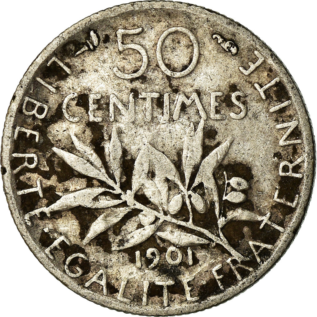 Coin, France, Semeuse, 50 Centimes, 1901, Paris, VF(20-25), Silver, KM:854
