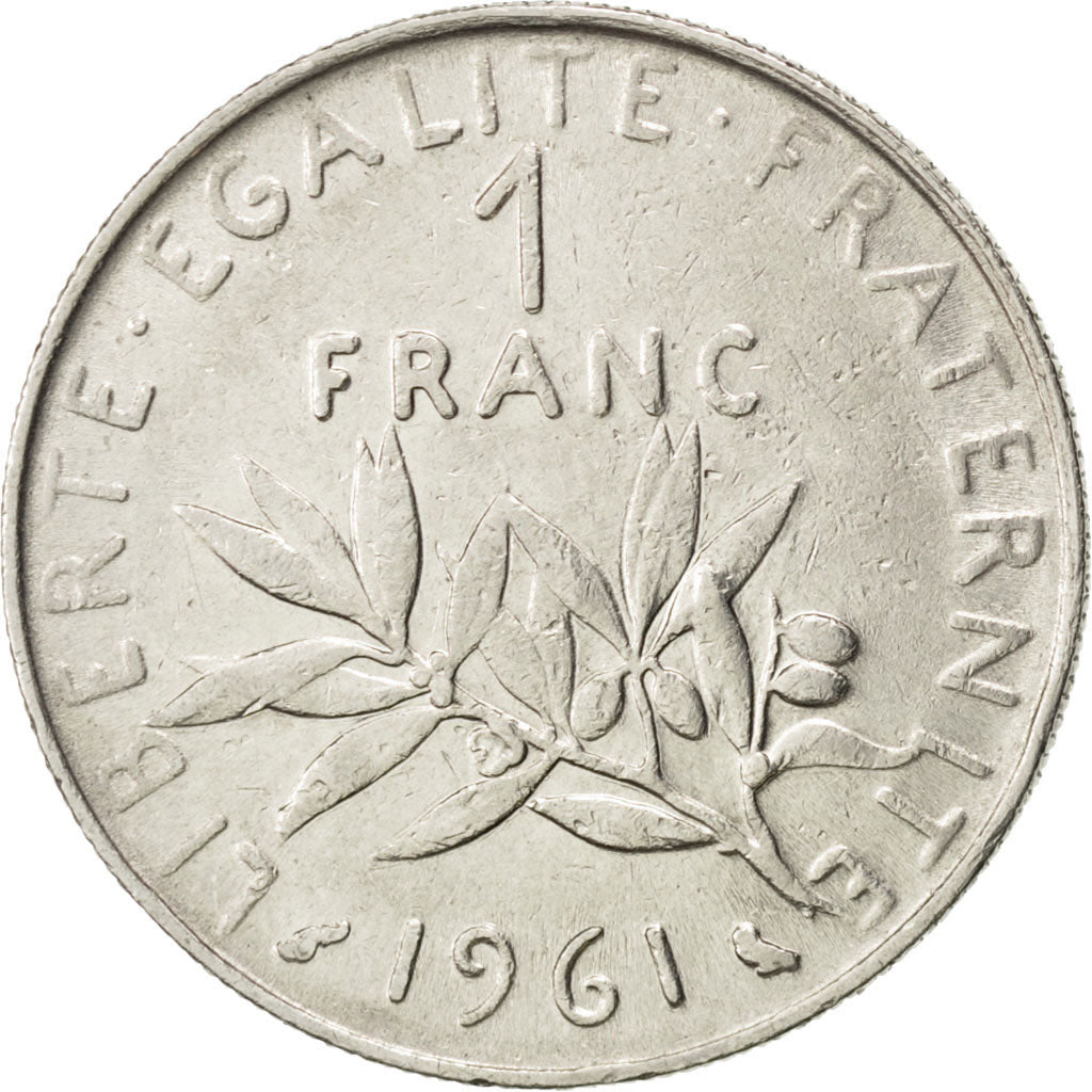 FRANCE, Semeuse, Franc, 1961, Paris, KM #925.1, EF(40-45), Nickel, 24, Gadoury..