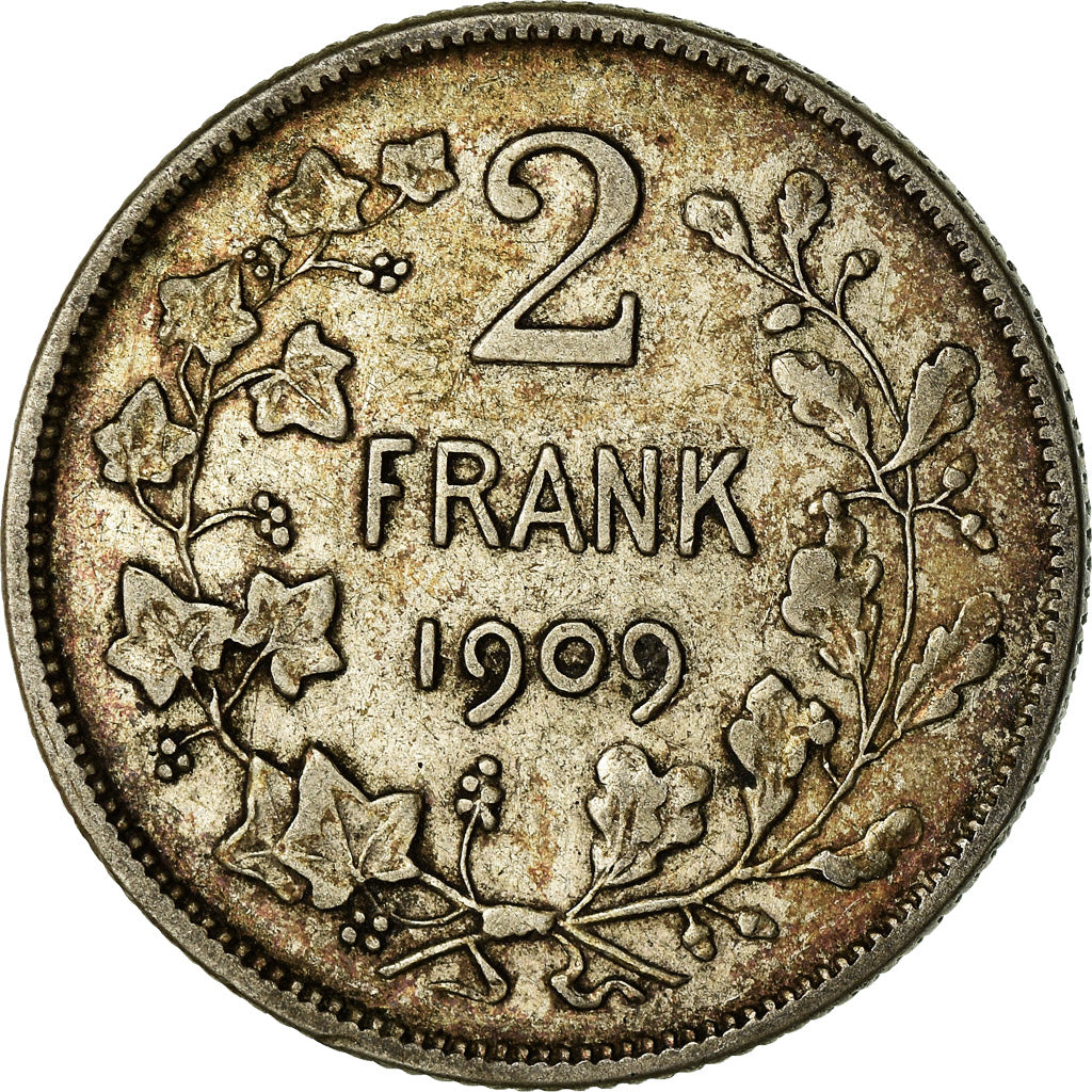 Coin, Belgium, 2 Francs, 2 Frank, 1909, VF(30-35), Silver, KM:59