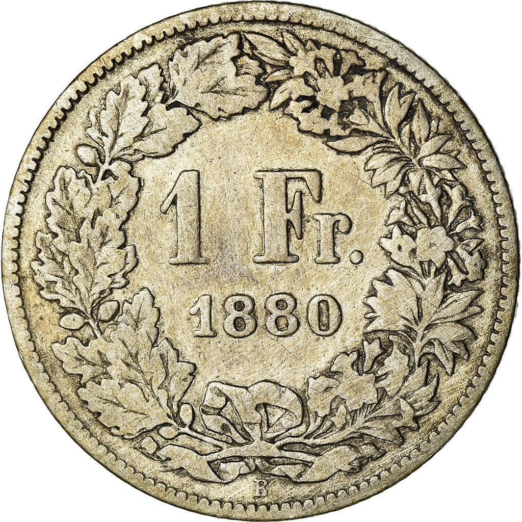 Coin, Switzerland, Franc, 1880, Bern, VF(20-25), Silver, KM:24