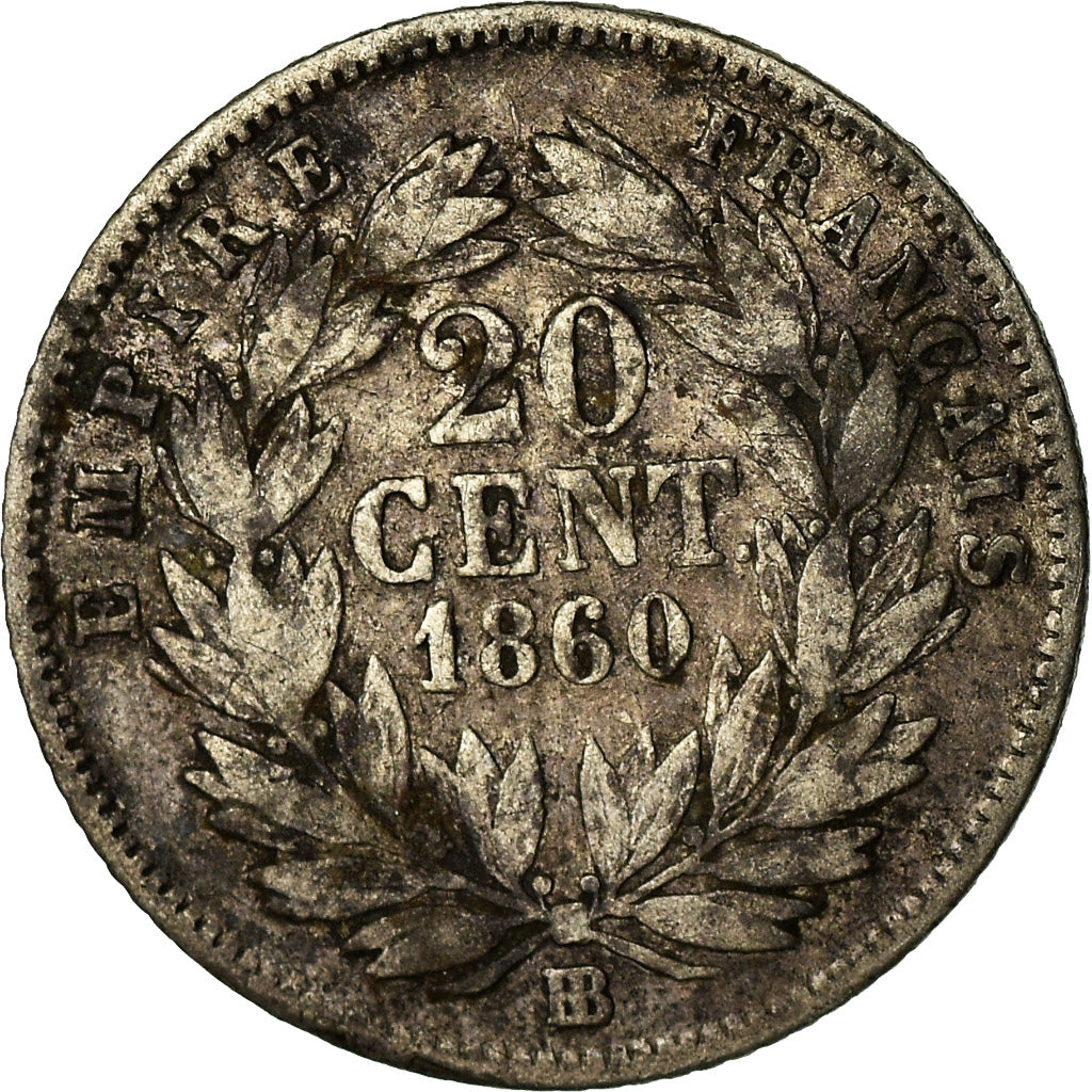 Coin, France, Napoleon III, Napoléon III, 20 Centimes, 1860, Strasbourg