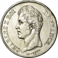 Moneta, Francia, Charles X, 5 Francs, 1827, Lille, BB, Argento, KM:728.13