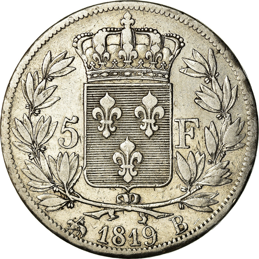 Monnaie, France, Louis XVIII, Louis XVIII, 5 Francs, 1819, Rouen, TB+, Argent