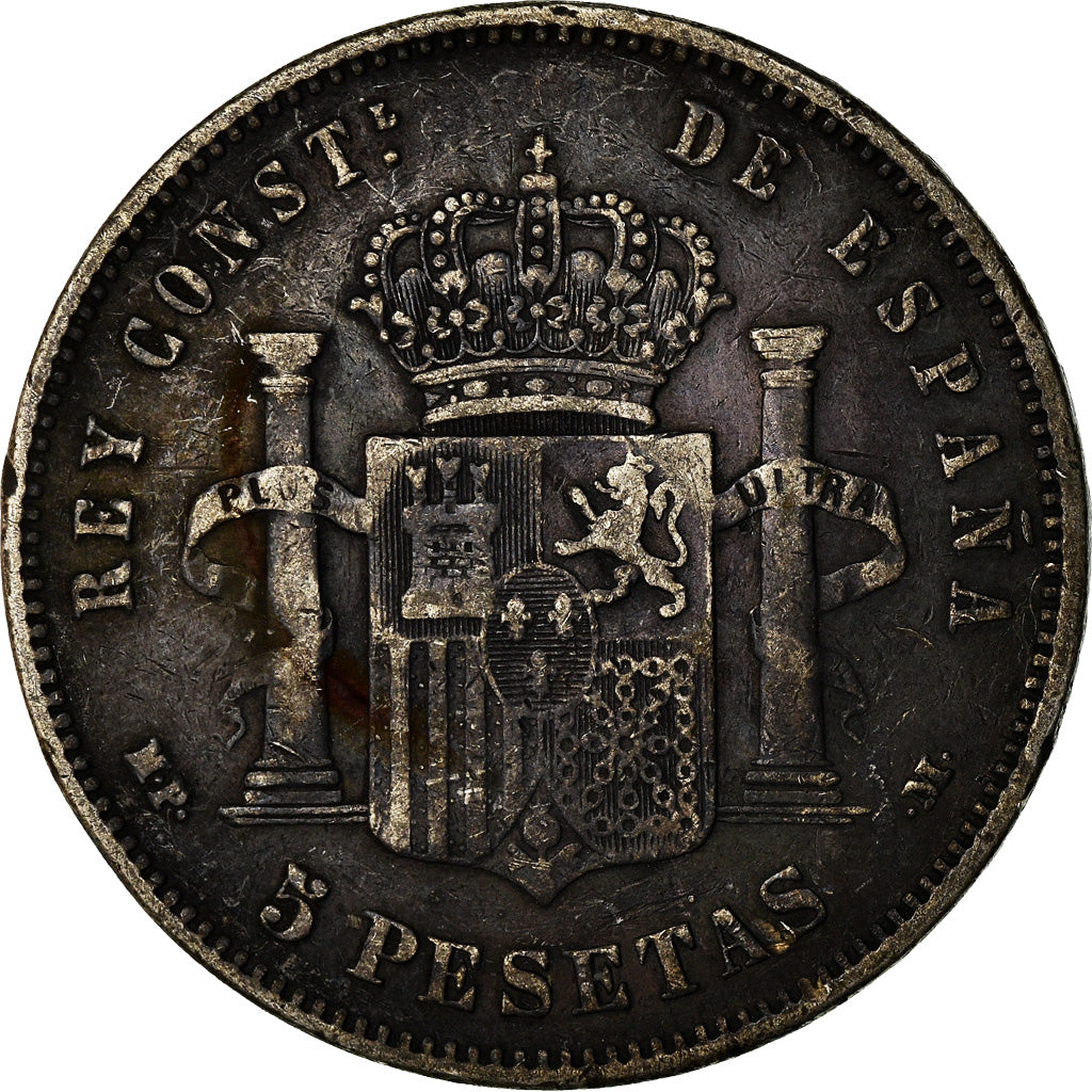 Moneda, España, Alfonso XIII, 5 Pesetas, 1888, Madrid, BC+, Plata, KM:689
