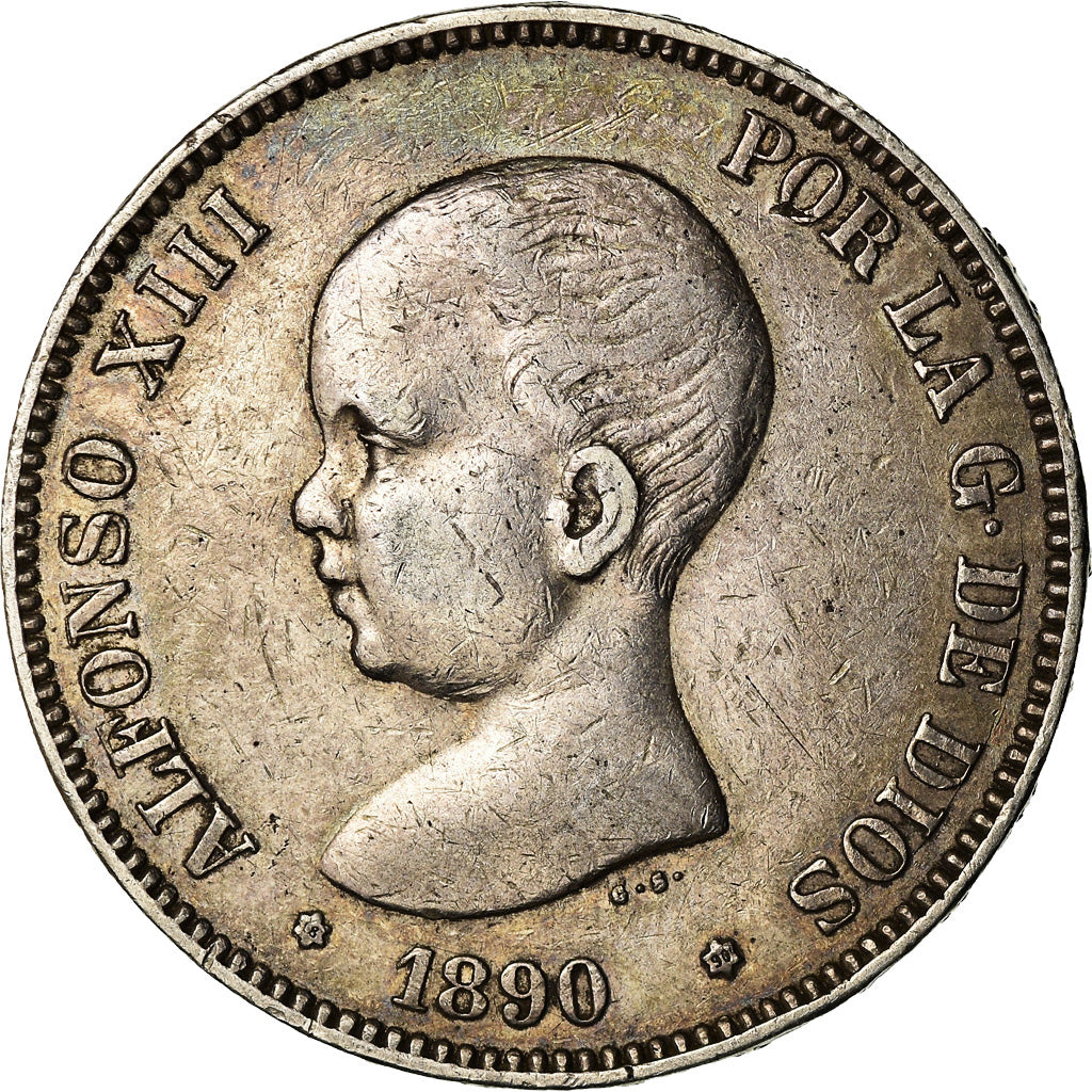 Monnaie, Espagne, Alfonso XIII, 5 Pesetas, 1890, Madrid, TTB, Argent, KM:689