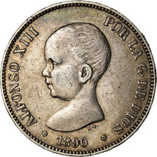 Monnaie, Espagne, Alfonso XIII, 5 Pesetas, 1890, Madrid, TTB, Argent, KM:689