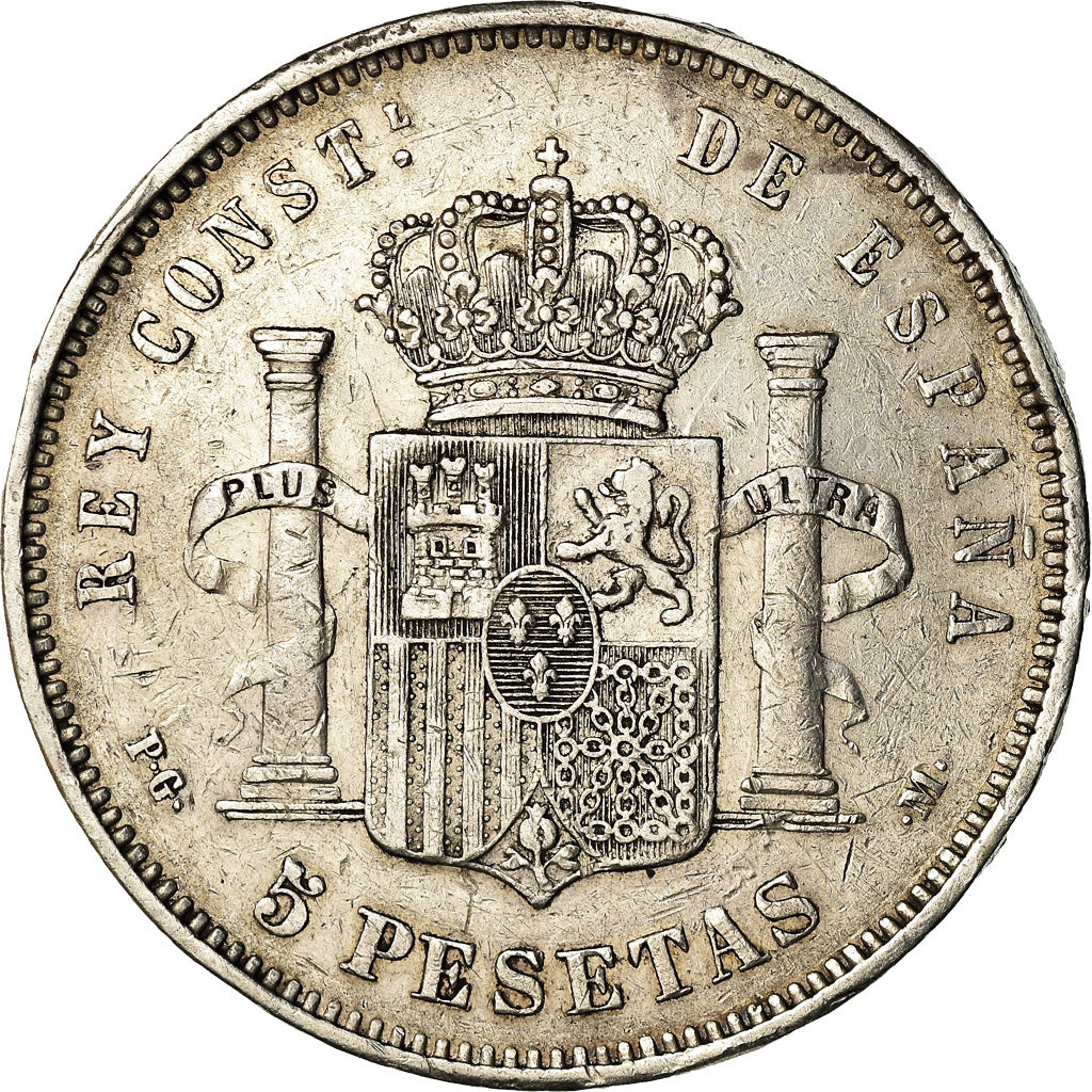 Coin, Spain, Alfonso XIII, 5 Pesetas, 1891, Madrid, VF(30-35), Silver, KM:689