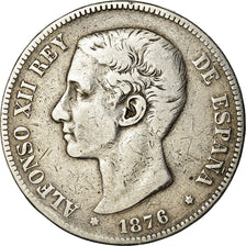 Coin, Spain, Alfonso XII, 5 Pesetas, 1876, Madrid, VF(30-35), Silver, KM:671