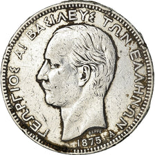 Coin, Greece, George I, 5 Drachmai, 1875, Paris, VF(20-25), Silver, KM:46