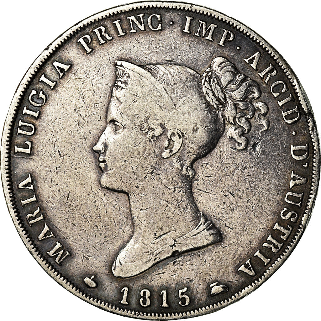 Coin, ITALIAN STATES, PARMA, Maria Luigia, 5 Lire, 1815, Parma, VF(30-35)