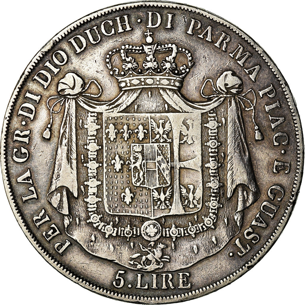 Coin, ITALIAN STATES, PARMA, Maria Luigia, 5 Lire, 1815, Parma, VF(30-35)