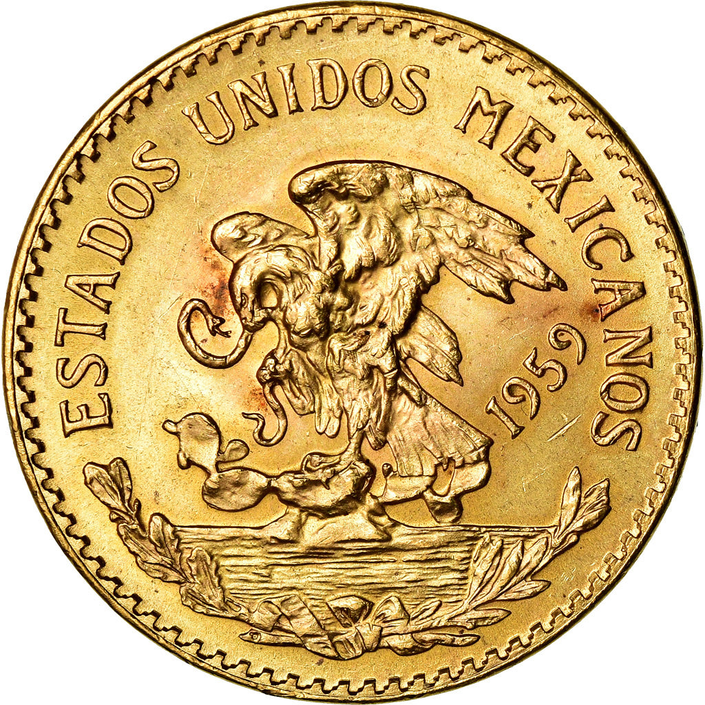 Coin, Mexico, 20 Pesos, 1959, Mexico City, MS(60-62), Gold, KM:478