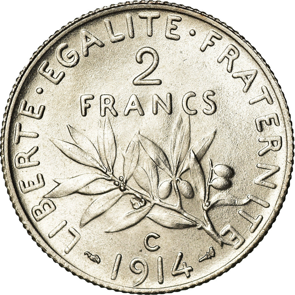 Coin, France, Semeuse, 2 Francs, 1914, Castelsarrasin, MS(63), Silver, KM:845.2