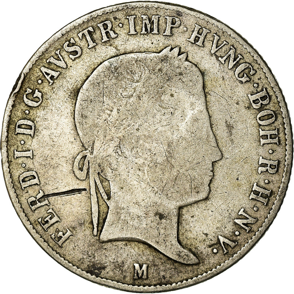 Moneta, Austria, Ferdinand I, 20 Kreuzer, 1842, Milan, VF(20-25), Srebro