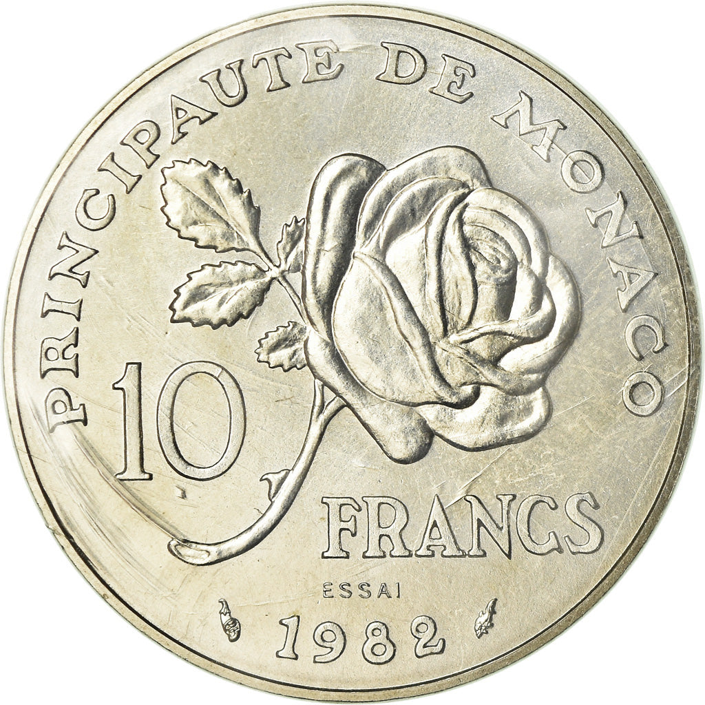 Moneta, Monaco, 10 Francs, 1982, Pessac, ESSAI, FDC, Argento, KM:E73