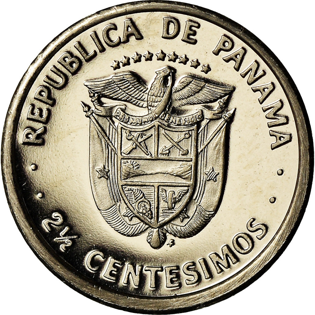 Coin, Panama, 2-1/2 Centesimos, 1975, Franklin Mint, MS(65-70), Copper-Nickel
