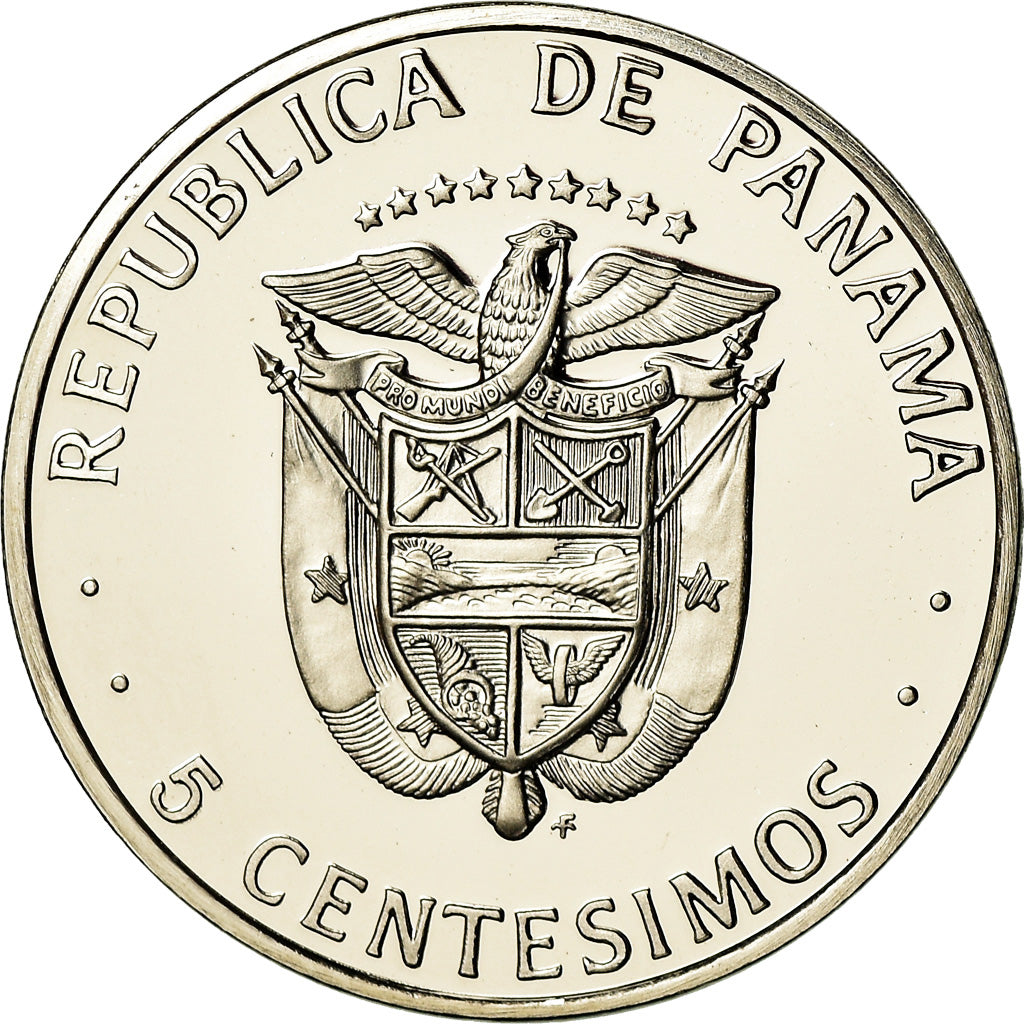 Moneta, Panama, 5 Centesimos, 1975, U.S. Mint, MS(65-70), Miedź-Nikiel