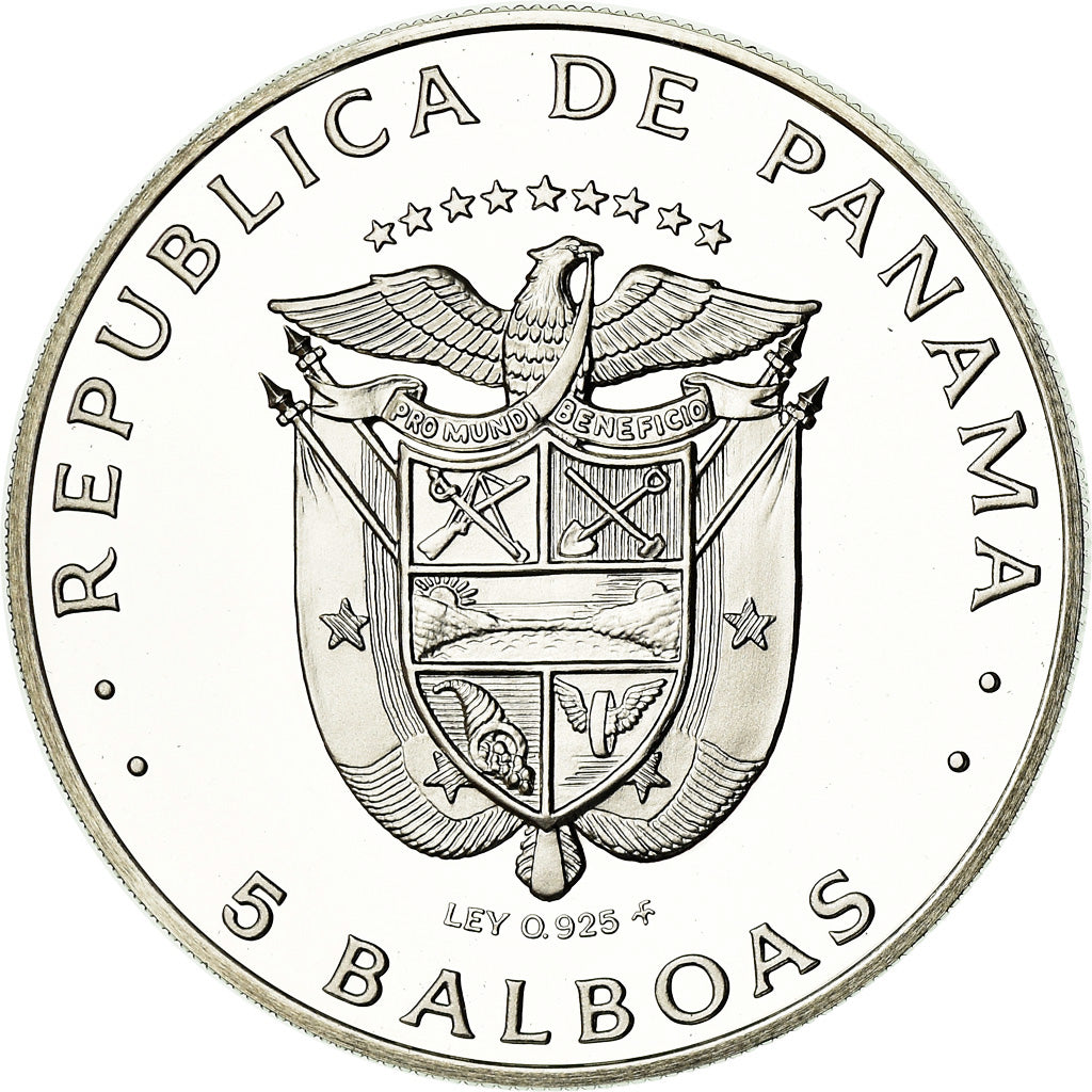 Monnaie, Panama, 5 Balboas, 1975, U.S. Mint, FDC, Argent, KM:40.1a