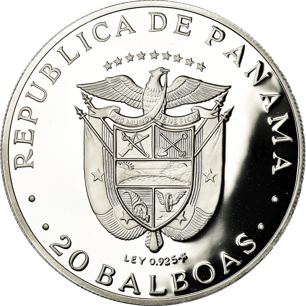 Coin, Panama, 20 Balboas, 1975, U.S. Mint, Proof, MS(65-70), Silver, KM:31