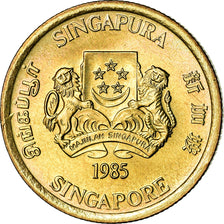 Coin, Singapore, 5 Cents, 1985, British Royal Mint, MS(63), Aluminum-Bronze