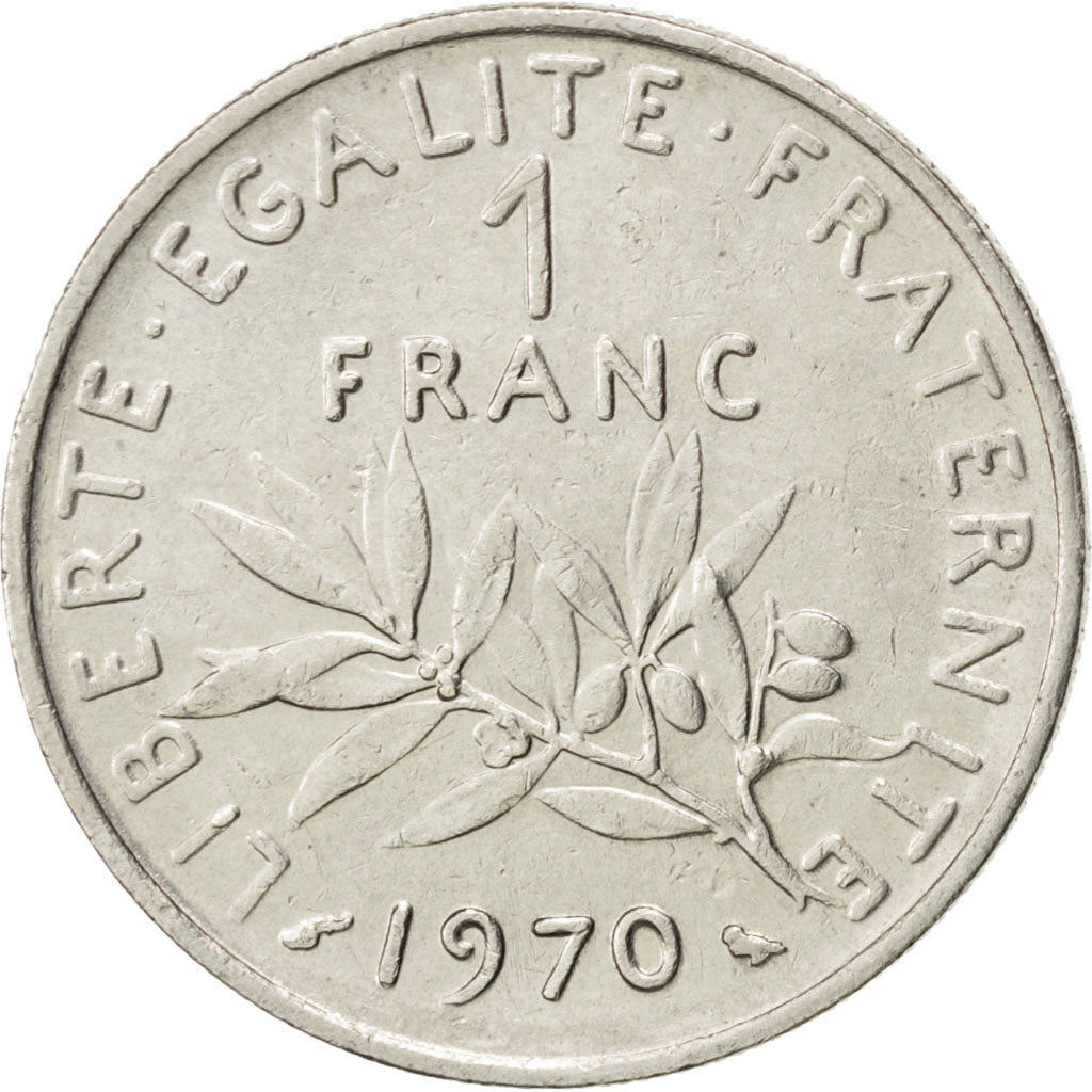 FRANCE, Semeuse, Franc, 1970, Paris, KM #925.1, EF(40-45), Nickel, 24, Gadoury..