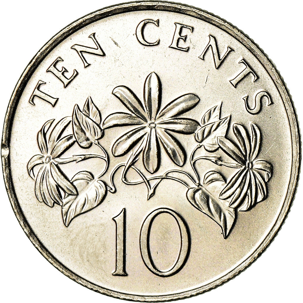 Moneta, Singapur, 10 Cents, 1985, British Royal Mint, MS(63), Miedź-Nikiel