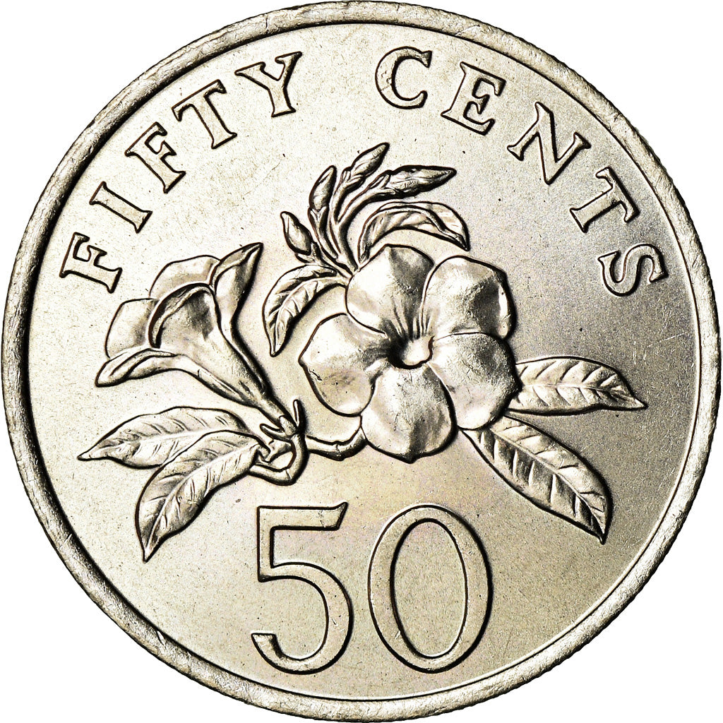 Coin, Singapore, 50 Cents, 1985, British Royal Mint, MS(63), Copper-nickel