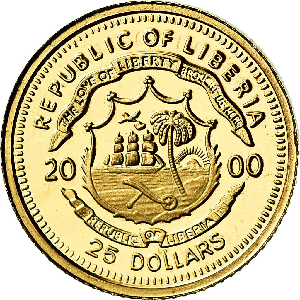 Coin, Liberia, 25 Dollars, 2000, MS(65-70), Gold