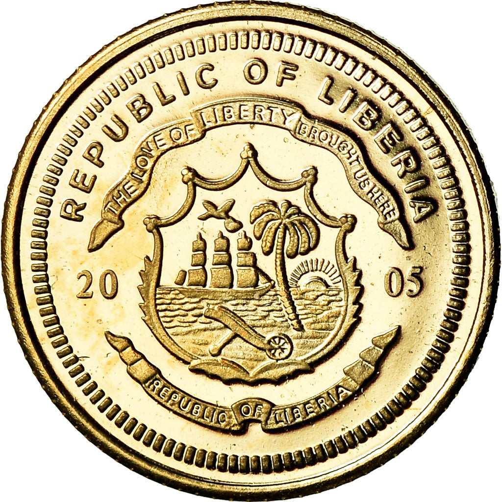 Moneta, Liberia, 10 Dollars, 2005, FDC, Oro
