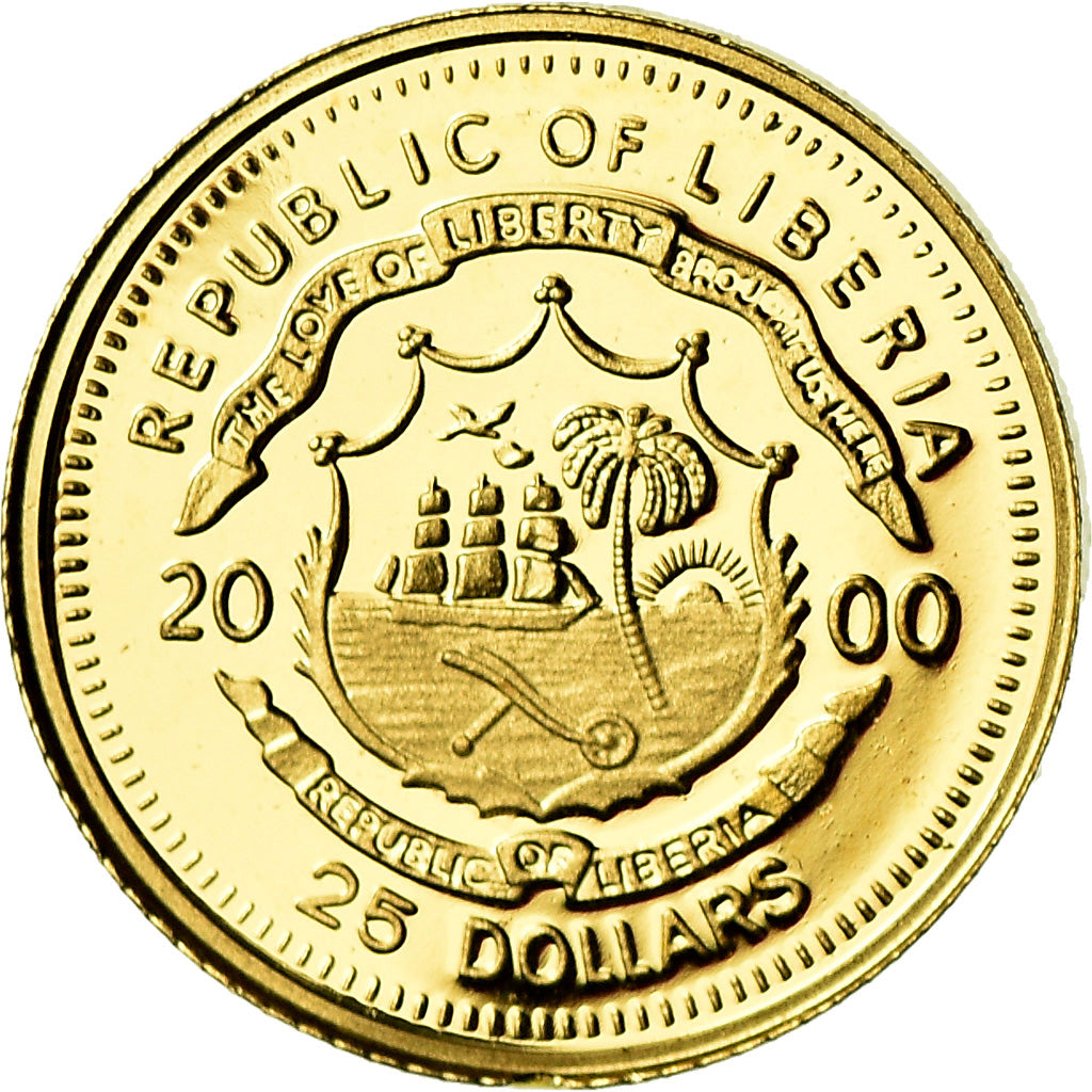Coin, Liberia, 25 Dollars, 2000, MS(65-70), Gold