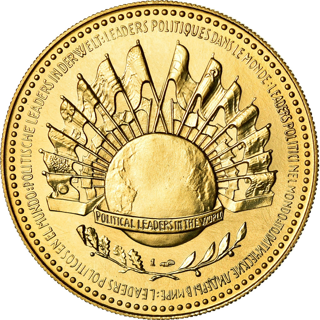 France, Medal, Charles De Gaulle, 1980, MS(64), Gold